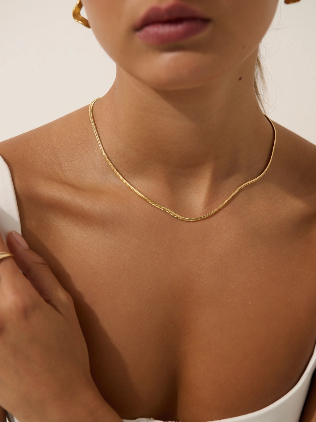 SNAKE 3mm 14K GOLD PLATED NECKLACE - GOLD
