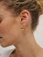 DOUBLE HOOP 18K GOLD PLATED EARRINGS - GOLD