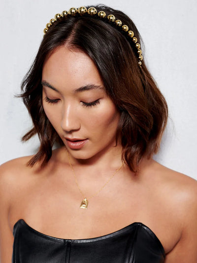 MADISON GOLD BUBBLE HEADBAND - BLACK