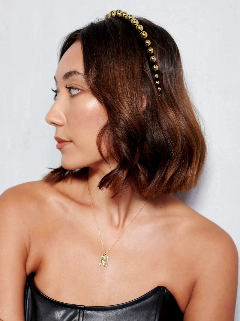 MADISON GOLD BUBBLE HEADBAND - BLACK