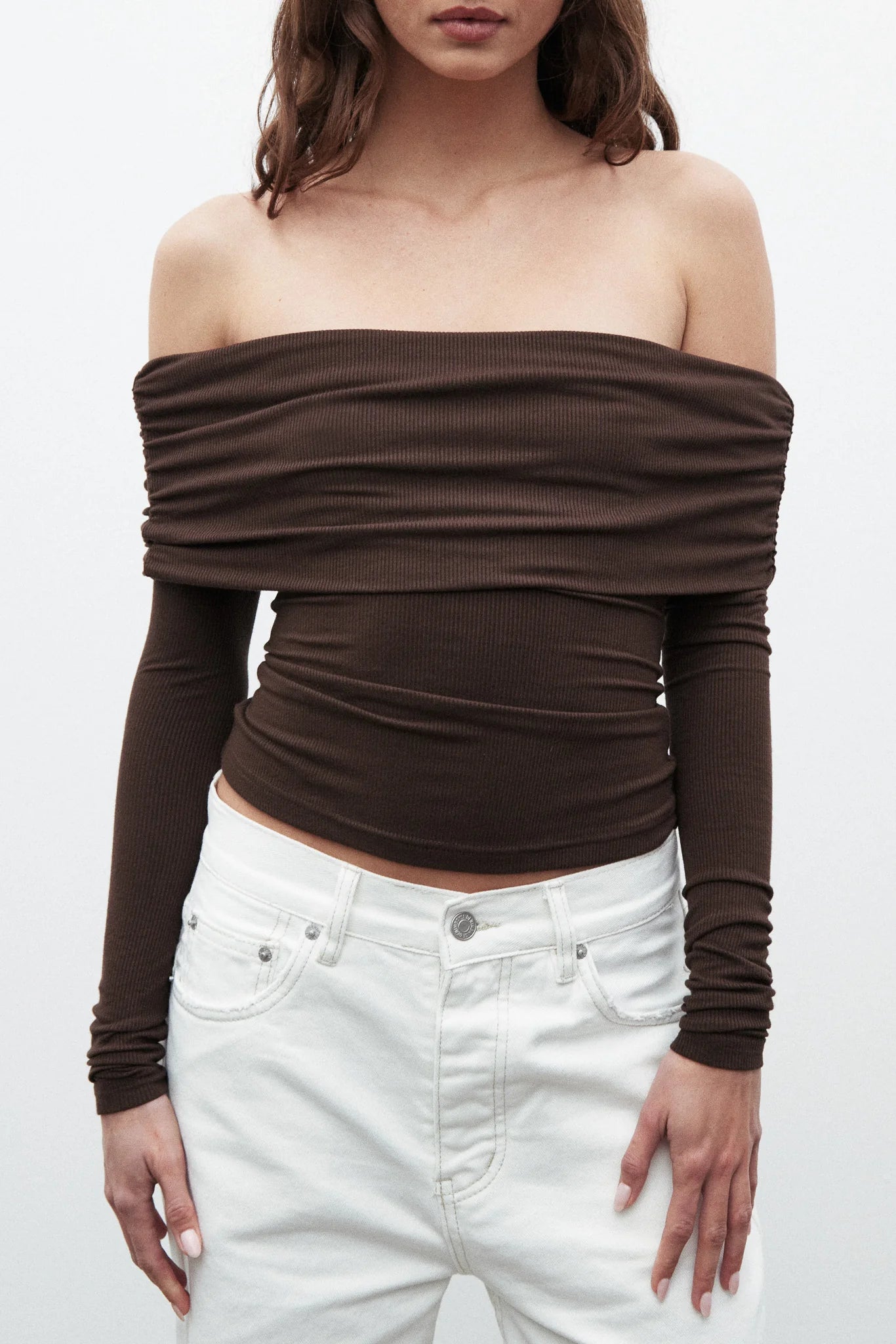 'BAYSE' ALESSANDRA TOP - CHOCOLATE