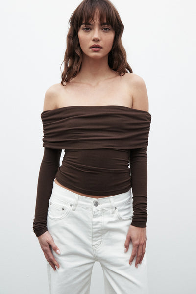 'BAYSE' ALESSANDRA TOP - CHOCOLATE