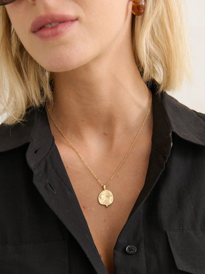 OCEAN COIN CHARM 18K GOLD PLATED NECKLACE - GOLD