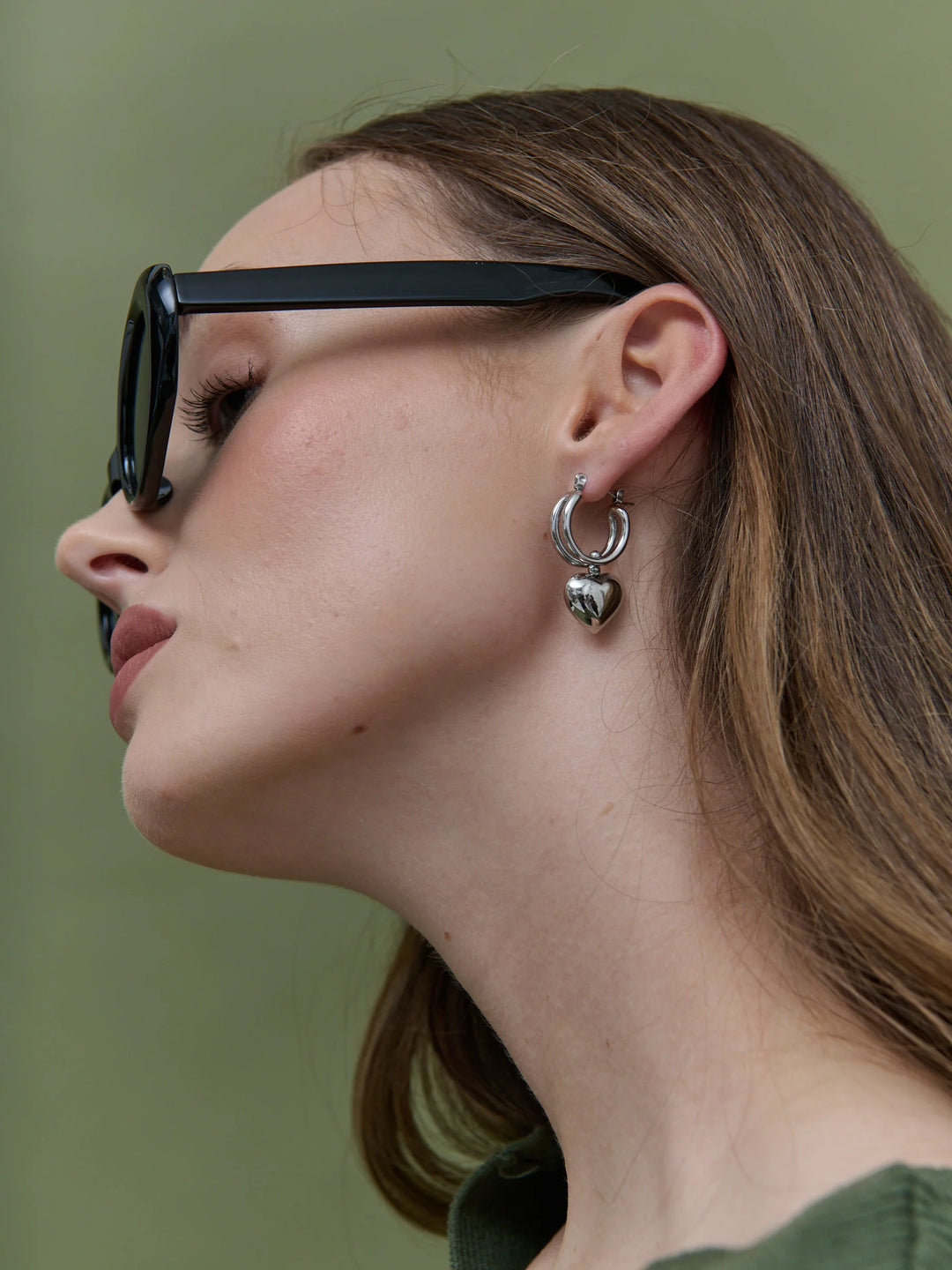 ROME WHITE GOLD PLATED HEART EARRINGS - WHITE GOLD