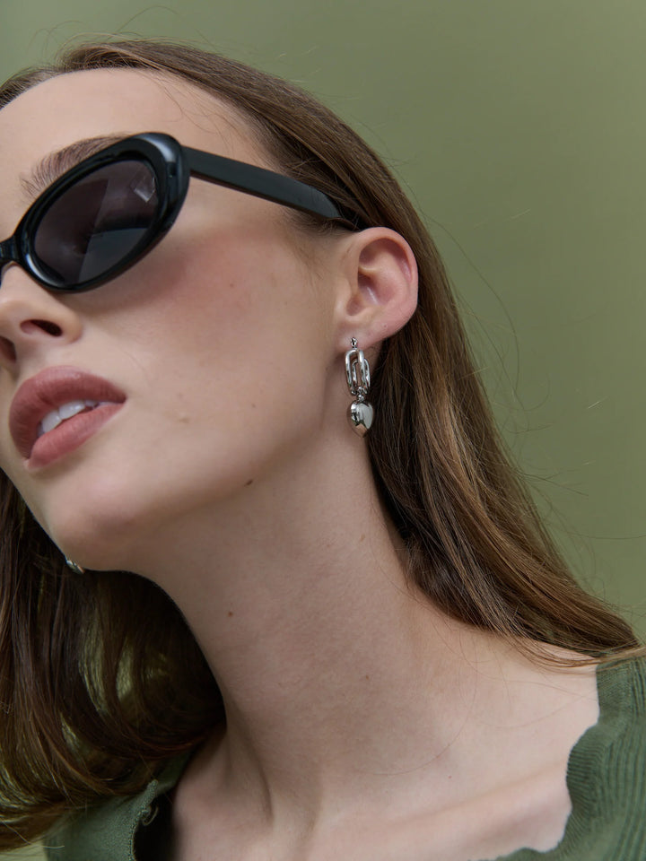 ROME WHITE GOLD PLATED HEART EARRINGS - WHITE GOLD