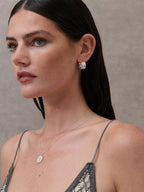 DOUBLE HOOP STERLING SILVER PLATED EARRINGS - SILVER