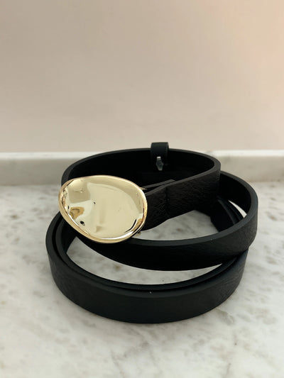 KAYLA PEBBE STUD BELT - BLACK