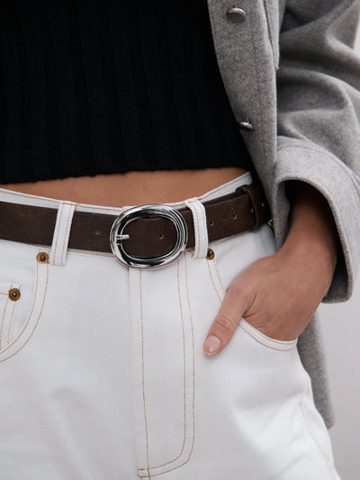 MOLLY EVERYDAY BELT - BROWN/SILVER