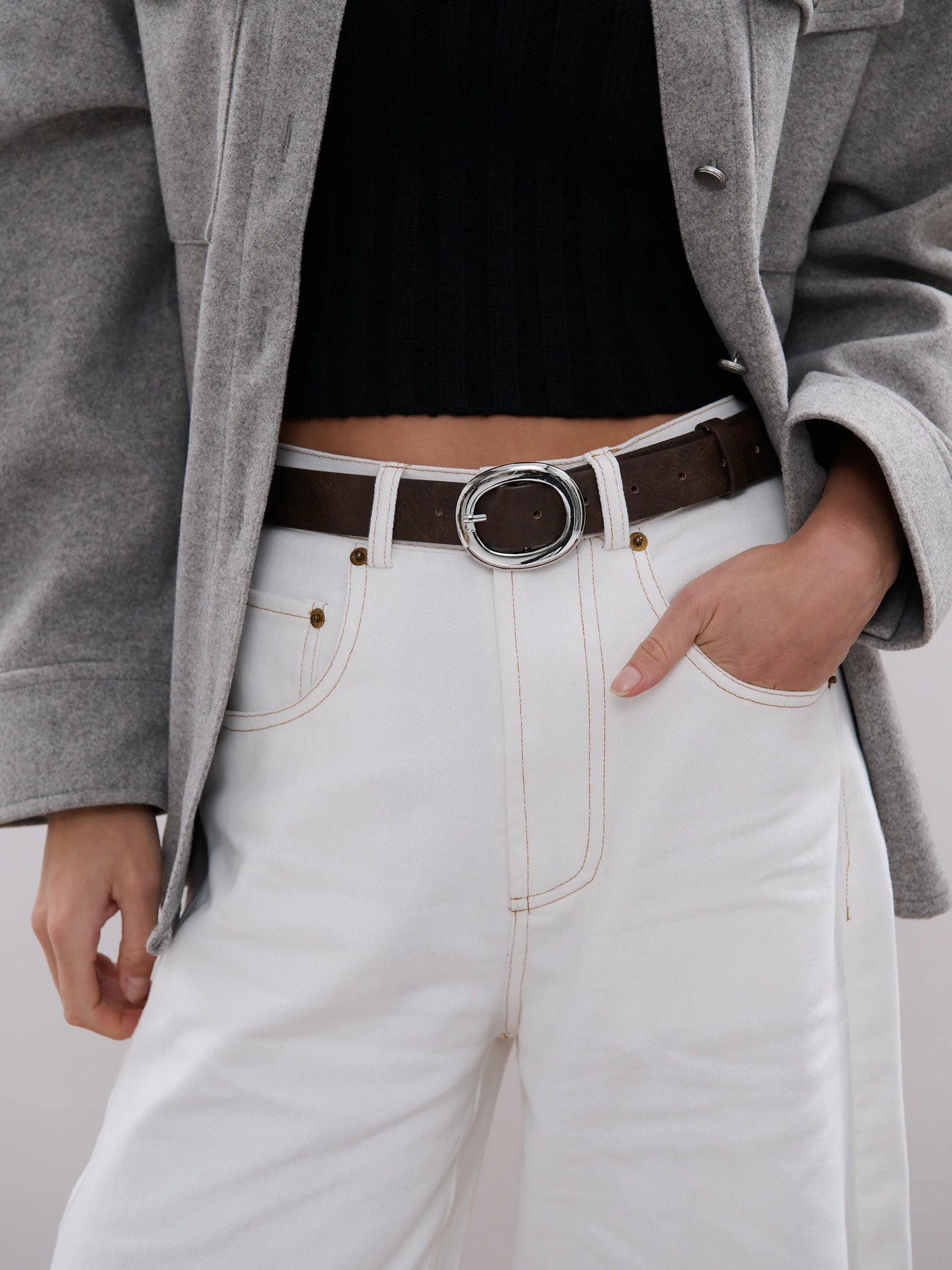 MOLLY EVERYDAY BELT - BROWN/SILVER