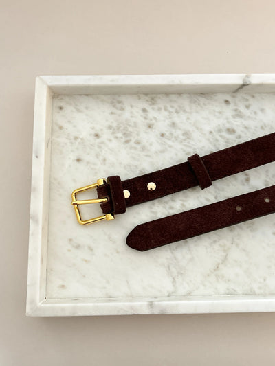 HALLEY SUEDE BUCKLE BELT - CHOCOLATE