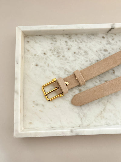 HALLEY SUEDE BUCKLE BELT - STONE