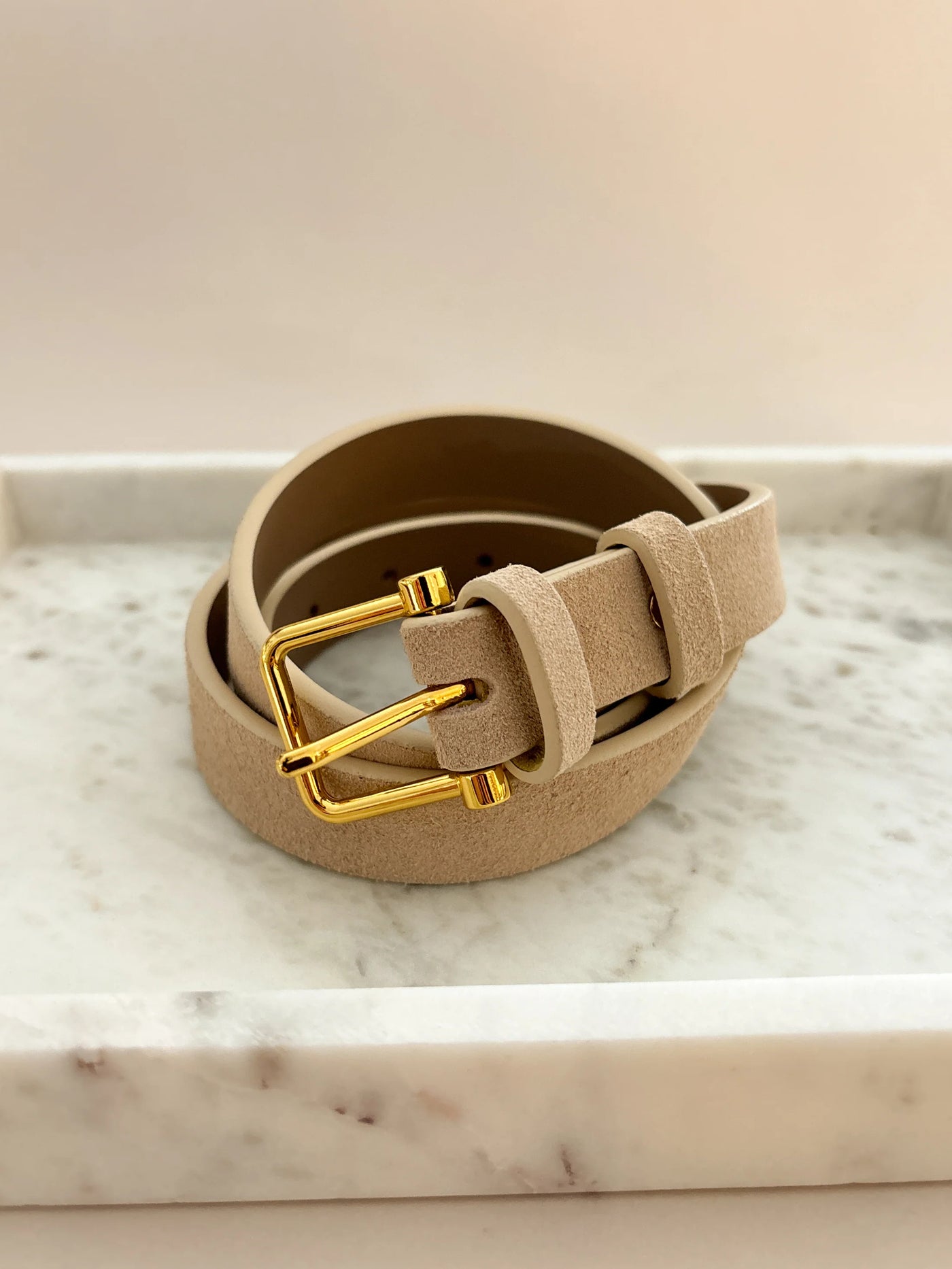 HALLEY SUEDE BUCKLE BELT - STONE