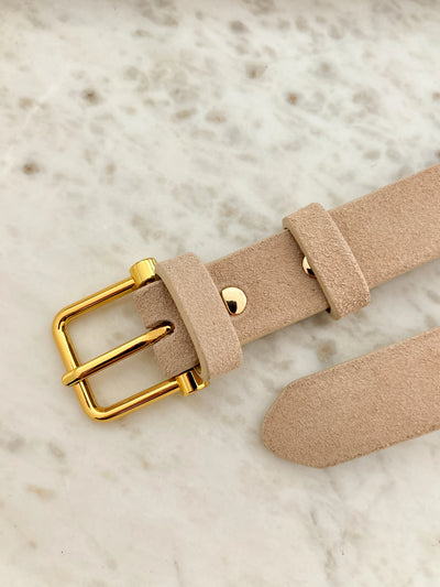 HALLEY SUEDE BUCKLE BELT - STONE