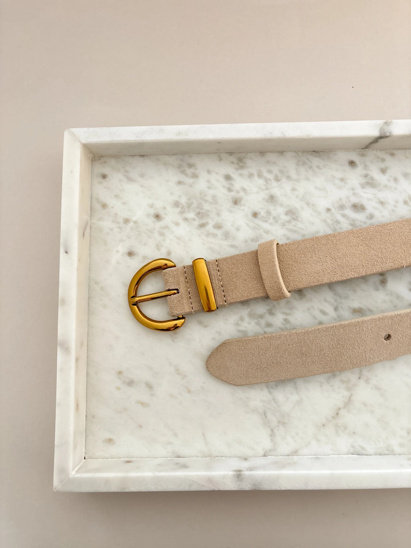 MARLENE SUEDE BUCKLE BELT - STONE
