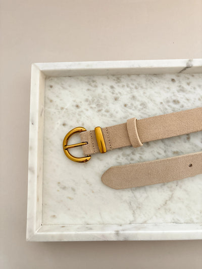 MARLENE SUEDE BUCKLE BELT - STONE