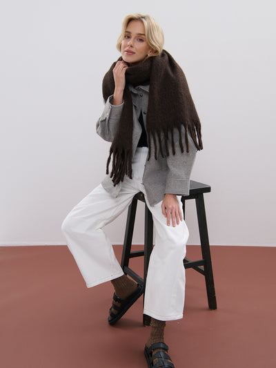 BETTY WOOL FLUFFY SCARF - CHOCOLATE
