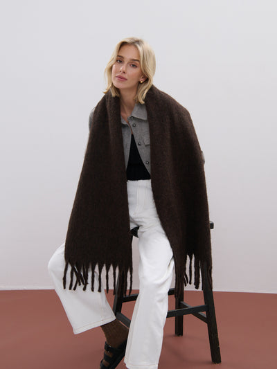 BETTY WOOL FLUFFY SCARF - CHOCOLATE