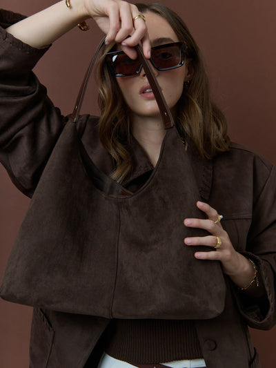 SAXON SUEDE BAG - CHOCOLATE