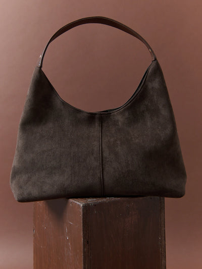 SAXON SUEDE BAG - CHOCOLATE