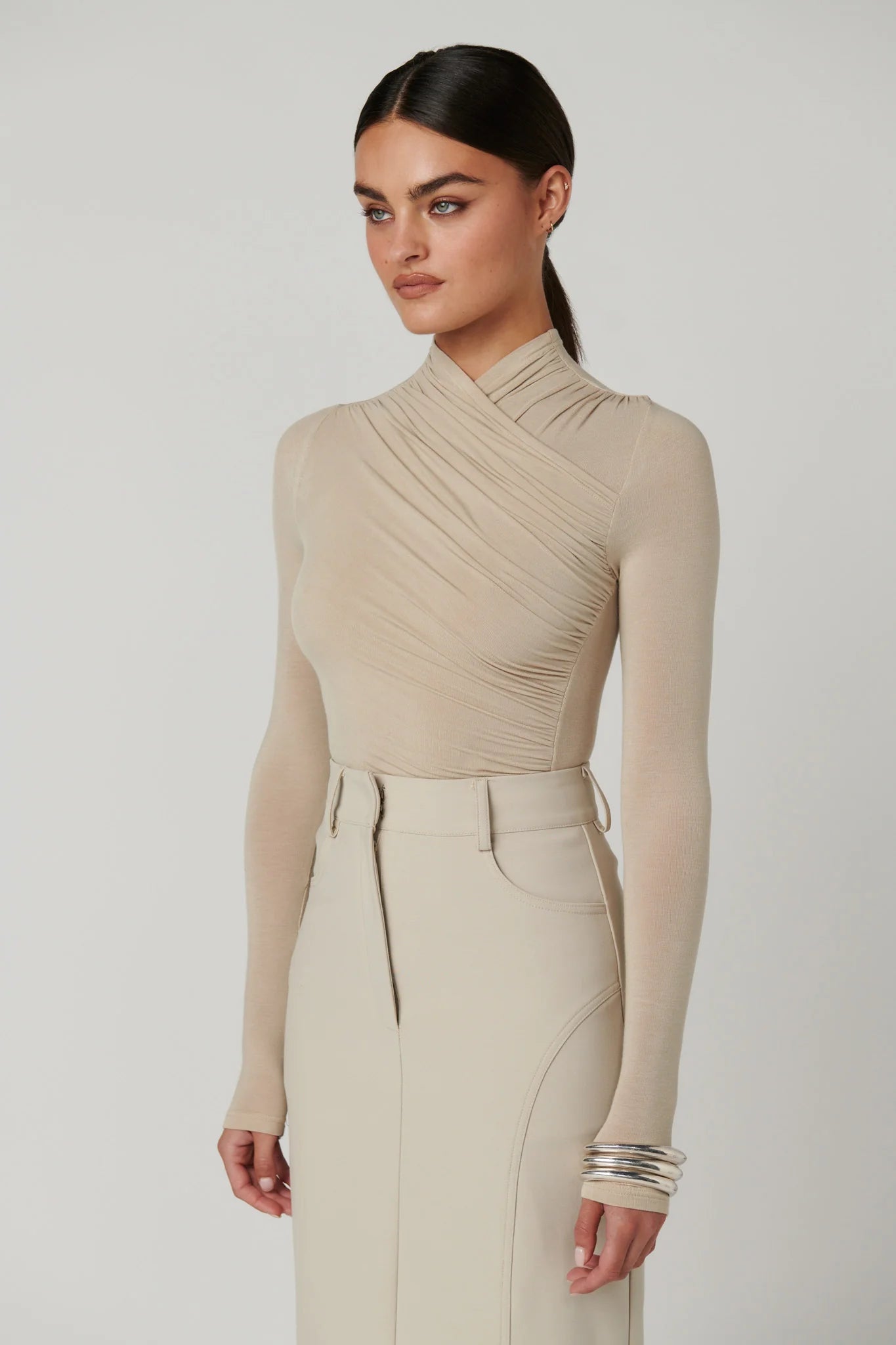 'BAYSE' AMRITA BODYSUIT- ALMOND