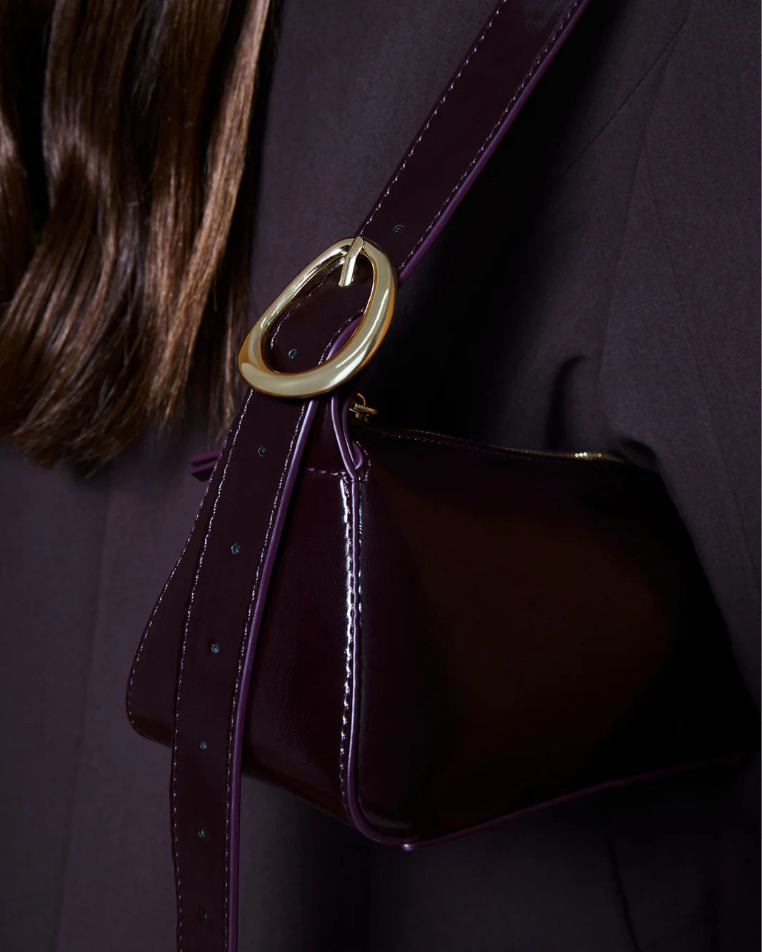 'BILLINI' HAILEY SHOULDER BAG - MERLOT SHINE