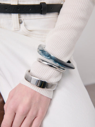 BOLD SNAKE MAGNETIC BANGLE - SILVER