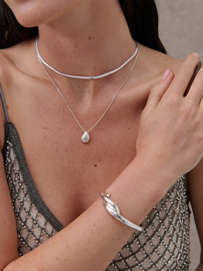 INTERLOCK TWIST STERLING SILVER PLATED BANGLE - SILVER