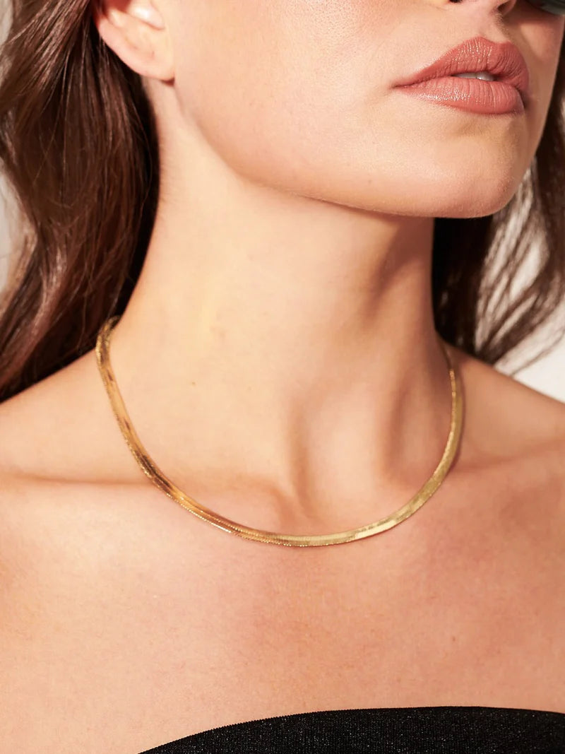 SNAKE 4mm 18K GOLD PLATED NECKLACE - GOLD