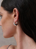 LINDA HOOP STERLING SILVER PLATED EARRINGS - SILVER