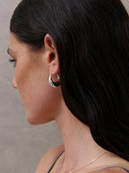 LINDA HOOP STERLING SILVER PLATED EARRINGS - SILVER