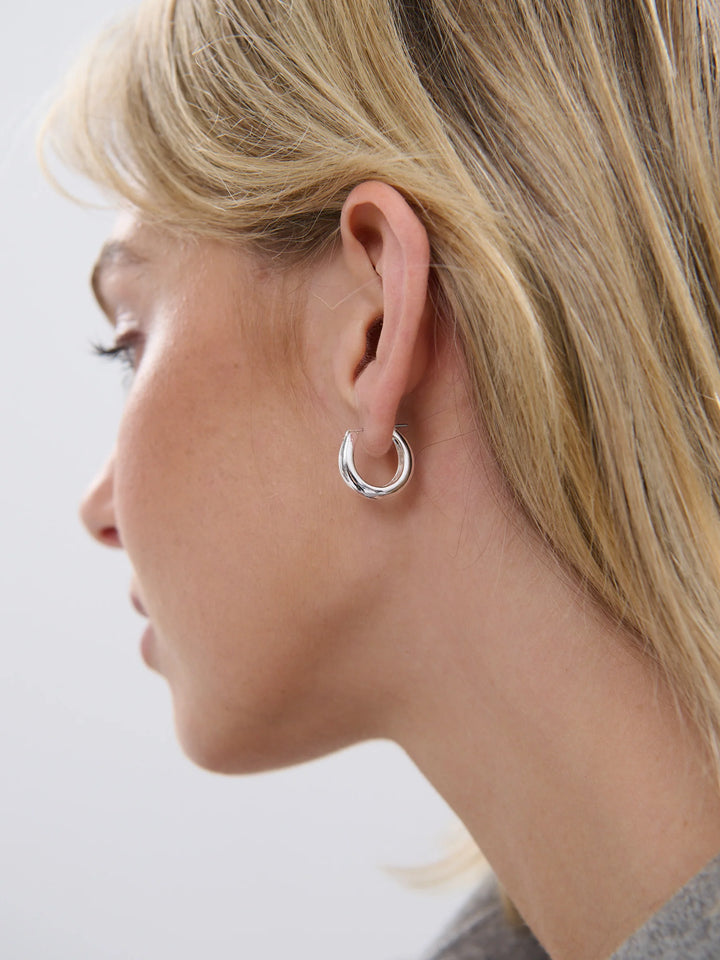 GRETA STERLING SILVER PLATED HUGGIE EARRINGS - SILVER