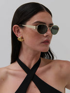HELENA OVAL SUNNIES - GOLD/GREEN