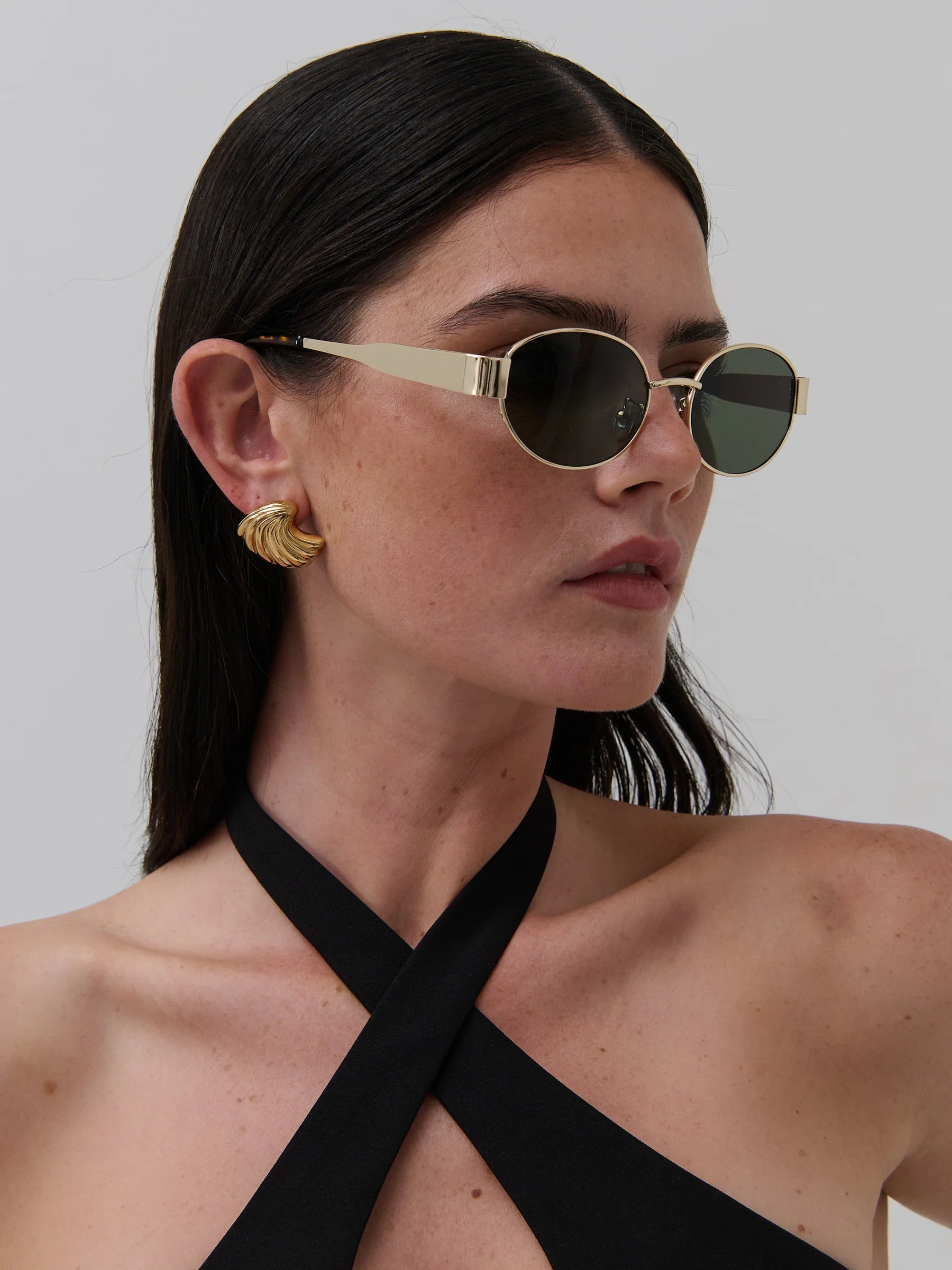 HELENA OVAL SUNNIES - GOLD/GREEN