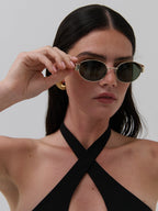 HELENA OVAL SUNNIES - GOLD/GREEN