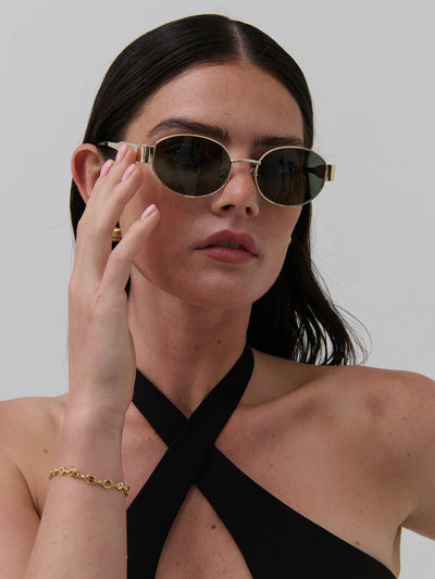 HELENA OVAL SUNNIES - GOLD/GREEN