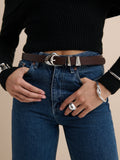 PEBBLE DOME BUCKLE BELT - CHOCOLATE