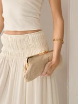 BIANCA STRAW CLUTCH BAG - BEIGE