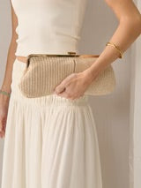 BIANCA STRAW CLUTCH BAG - BEIGE
