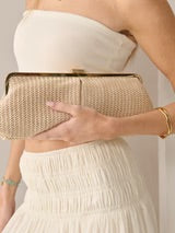 BIANCA STRAW CLUTCH BAG - BEIGE