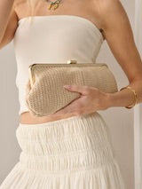 BIANCA STRAW CLUTCH BAG - BEIGE