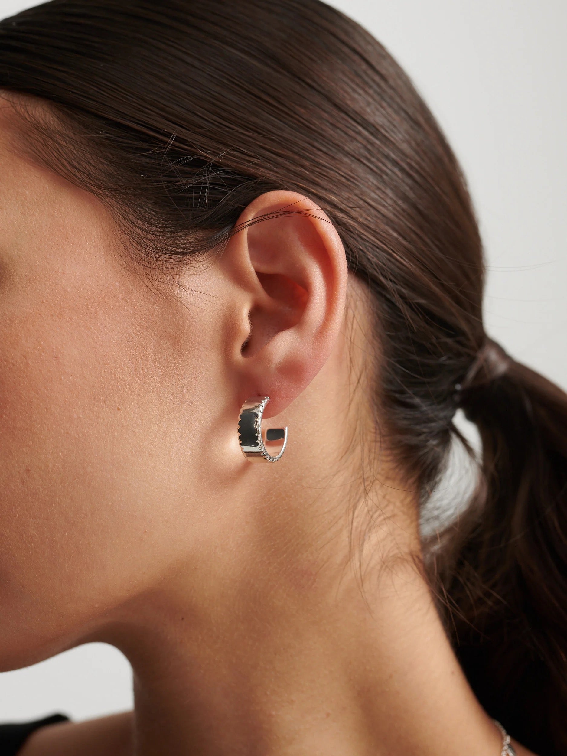 SILVA STERLING SILVER PLATED LOOP EARRINGS - SILVER