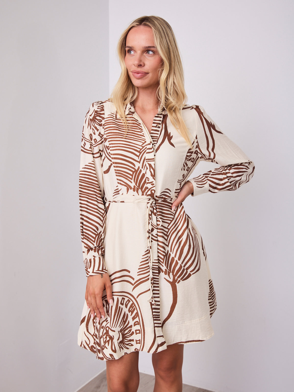 TALUA DRESS - BEIGE/CHOCOLATE