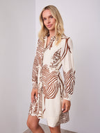 TALUA DRESS - BEIGE/CHOCOLATE