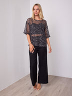 TIA OVERSIZED SEQUIN TOP - BLACK