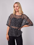 TIA OVERSIZED SEQUIN TOP - BLACK