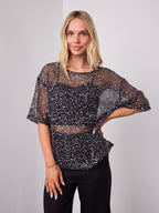 TIA OVERSIZED SEQUIN TOP - BLACK