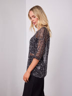 TIA OVERSIZED SEQUIN TOP - BLACK