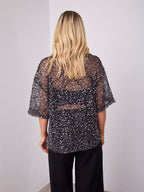 TIA OVERSIZED SEQUIN TOP - BLACK