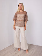 TIA OVERSIZED SEQUIN TOP - COCOA