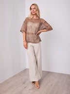 TIA OVERSIZED SEQUIN TOP - COCOA